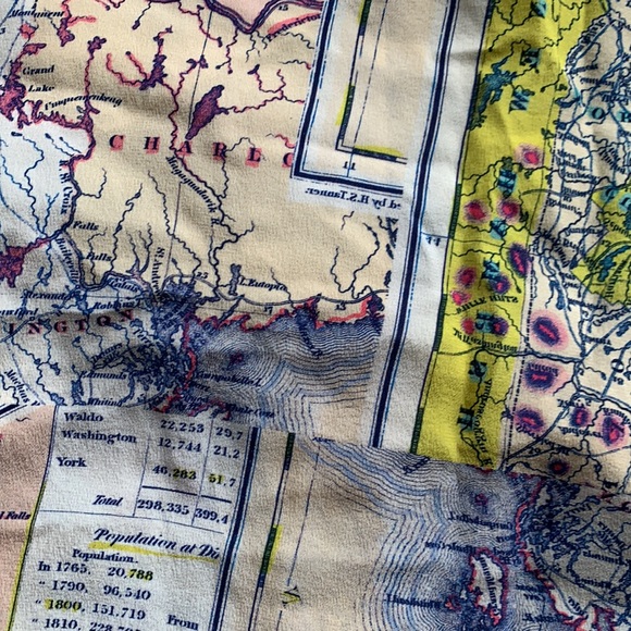 RARE Carven Map Wanderer Travel Print Silk Top - Picture 6 of 8